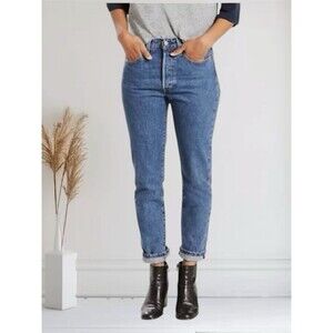 Levi's 501s Skinny Jeans Women's Waist 28” High Rise Buttonfly Blue Denim